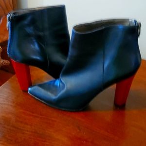 Diane Von Furstenberg red heel ankle boots womens 9.